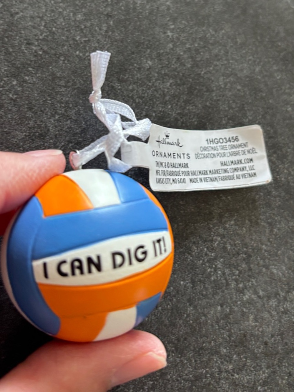 Hallmark Blue, Orange & White Volleyball Ornament